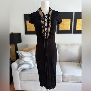 Just Cavalli Black Dress with animal print Accents